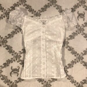 White Blouse w/ Floral Detail